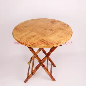 Table ronde pliable en bambou, chaise pour événements, de style rustique