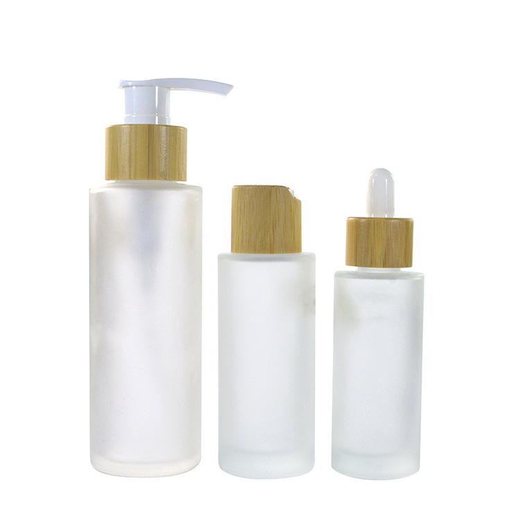 Frosted Glass Cream Biodegradable Cosmetic Jars 0.35oz To 3.5oz Sprayer Pump