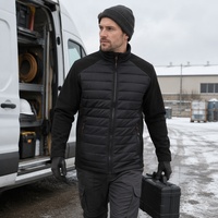Veste de travail matelassée en coton noir pour homme, veste de travail isolée à fermeture éclair intégrale pour la construction