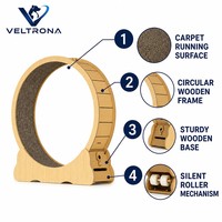 Roue d'exercice pour chat en bois, tapis de course silencieux, jouet d'intérieur, surface en tapis, 5 tailles, 81-103 cm