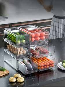 Organizador de nevera de plástico transparente para cocina, cajón de alimentos vegetales, caja de almacenamiento apilable para nevera, contenedor de congelador - Product Image 3