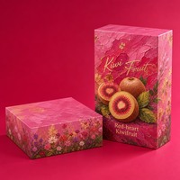 Op maat gemaakte bedrukte stevige geschenkdoos voor rode hartvormige kiwi premium fruitverpakking olieverfschilderij deksel basis groothandel