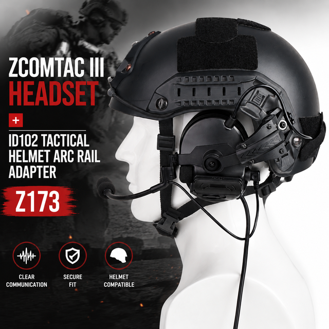 ZTAC C III Tactical ARC Helmet Mount Noise Reduction Cancelling Headphone Amp LED Indicator IPX-6 Waterproof 2000-3000mAh 20
