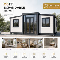 Casa Contenedor Expandible Prefabricada de Acero Duradero de 20 pies, Casa Modular Plegable de Doble Ala para Extensión de Apartamento de 40 pies