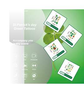 St. Patrick's Day Autocollant Trèfle à quatre feuilles Autocollants pour enfants Trèfle irlandais vert pour visage Fête du corps Célébrations de vacances - Product Image 5