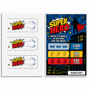 Nouveau design, logo personnalisé, thème héros, motifs d'impression numérique, billets à trois fenêtres, double face, à languette de tirage, à ouverture facile - Product Image 2
