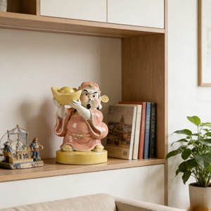 รูปปั้นเทพเจ้าแห่งความมั่งคั่งตลกๆ ทำจากทองสัมฤทธิ์ ถือแท่งทองคำ ของตกแต่งมงคลสำหรับห้องนั่งเล่น ร้านค้า หรือสำนักงาน - Product Image 5