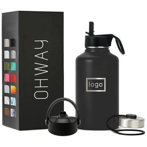 Bouteille d'eau isotherme en acier inoxydable de 64 oz et 32 oz, grande capacité, double paroi sous vide, Aquaflask, demi-gallon, pour la gym et le sport - Product Image 1