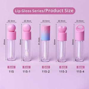 Tube de gloss à lèvres rond transparent vide de 6 ml avec logo personnalisé, grand pinceau, emballage cosmétique en plastique pour rouge à lèvres liquide - Product Image 6