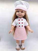 Ensemble complet de chef personnalisé de 18 pouces, logo brodé personnalisé, matériau polyester, marque Black Horse, certifié CE EN71, convient aux poupées de 18 pouces pour filles