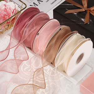 Vente en gros de ruban de fil de queue de poisson en polyester de 4.0cm emballage cadeau de fleur fabrication d'arc de ceinture - Product Image 1