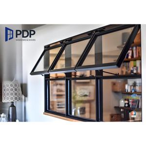 Fenêtre à auvent en aluminium PDP, taille personnalisée, à ouverture verticale, persiennes en acier inoxydable, verre trempé, sécurité, tempête, chambre à coucher, salle de bain - Product Image 1