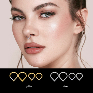 ASTM F136 titanio corazón forma CZ ópalo incrustaciones tabique aro nariz anillo cartílago Tragus Helix segmento pendientes cuerpo Piercing joyería - Product Image 3