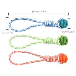 Nuevos juguetes chirriantes para mascotas, Bola de cuerda en forma de sandía, masticable para perros y gatos, Limpieza de dientes molares, Material de algodón, función de fuga de alimentos - Product Image 5