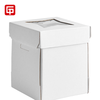 Boîtes à gâteaux en carton ondulé pliables recyclables carrées blanches classiques Offre Spéciale différentes tailles pour les fenêtres transparentes de gâteaux de 8 à 12 pouces