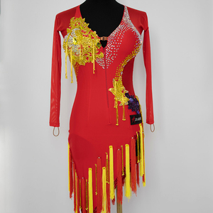 Puede ser variada de baile latino Falda corta Falda de baile rojo - Product Image 1