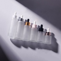 Flacon compte-gouttes vide en verre dépoli de 50 ml pour sérum, huile essentielle, avec compte-gouttes à bulbe en caoutchouc et embout doré