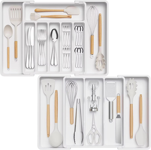 Organisateur de tiroir à couverts et ensemble d'organisateurs d'ustensiles, plateau extensible pour couverts de cuisine - Product Image 1