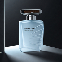 Flacon en verre vide rechargeable au design unique, 30ml, 50ml, 100ml, avec couvercle carré argenté personnalisé et pulvérisateur fin