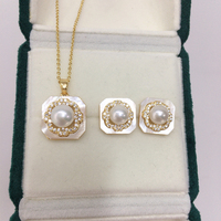 SHDIYAYUN Nouveauté Ensemble de bijoux en plaqué or 18 carats avec coquillages, perles d'eau douce naturelles, boucles d'oreilles, collier et bagues