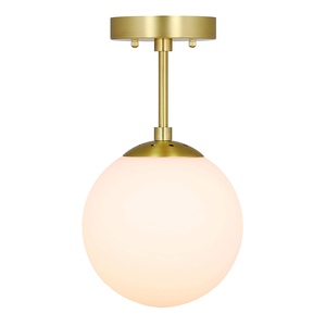 Almacén de EE. UU., envío gratis, lámpara colgante de techo de globo de cristal con iluminación semiempotrada de latón moderno para comedor - Product Image 2