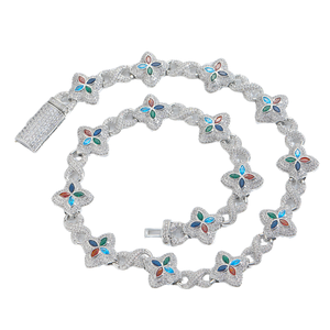 Collier trèfle à quatre feuilles style hip-hop européen et américain, collier ras du <span class=keywords><strong>cou</strong></span> tendance et cool pour hommes et femmes, zircon 5A, anniversaire - Product Image 6