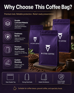 Bolsas de Empaque para Café Colombiano con Válvula Unidireccional y Cierre, Impresión Personalizada para Tostadores de Café - Product Image 4