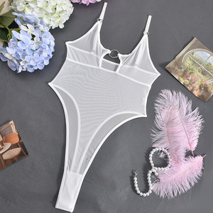 Hot Selling See Through Mesh One Piece Bodysuit New Ultral-<b>thin</b> Jumpsuit With <b>Ring</b> Hollow - Product Image 6
