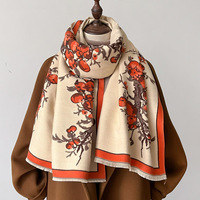 Nouvelle Arrivée De Luxe Conception Fleur Double Face Imprimé Cachemire Écharpe Longue Épaisse Pashmina Châle Hiver Chaud Coton Voile Écharpe