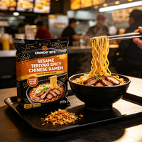 Nouilles Ramen Instantanées 200g Saveur Teriyaki au Sésame Non Frit, Marque Privée OEM, Vente en Gros, Fournisseur Asiatique