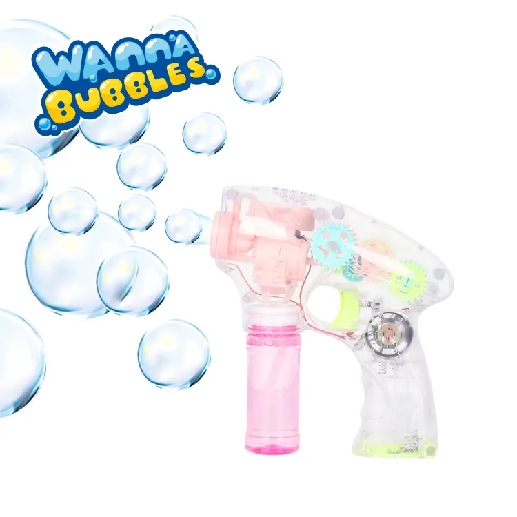 Hot Selling Children Day Christmas Gifts Outdoor Blowing Bubbles Machine Toys Gun Plastic Unisex Insert Card 24 WANNA BUBBLES