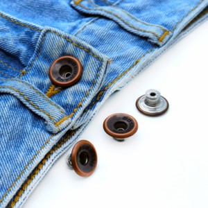 Tùy Chỉnh Thương Hiệu Tên Thư Khắc Biểu Tượng Kim Loại Nút Brass Vòng Màu Đen Denim <span class=keywords><strong>Shank</strong></span> Nút Quần Jean Nút Và Đinh Tán - Product Image 3