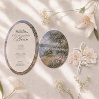 Lot de cartes de menu ovales violettes style Monet, marque-places motif lys, cartes nominatives de table pour mariage, banquet, fête romantique, baby shower, vente en gros