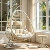 Fauteuil suspendu double pour l'extérieur, chaise œuf en rotin avec support métallique, idéal pour le jardin, le parc, l'hôtel, la maison ou le balcon