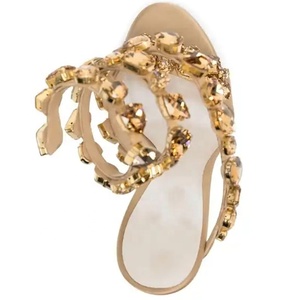 High-end Women's Stiletto High Heels Sexy Ankle Wrap Straps Mixed Colors Crystal Sandals Round Open Toe Shoes - Product Image 6