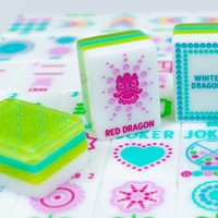 My Fair Mahjong CRYSTAL CONFETTI |   Vert Citronné |   Mahjong avec une touche de couleur et de joie : Ensemble de 160 tuiles de mahjong américaines en acrylique