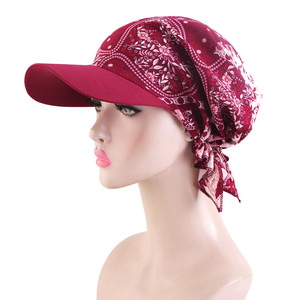 Casquette de baseball pour femme à imprimé léopard, avec visière et bandana, protection solaire extérieure, idéale pour l'été - Product Image 3