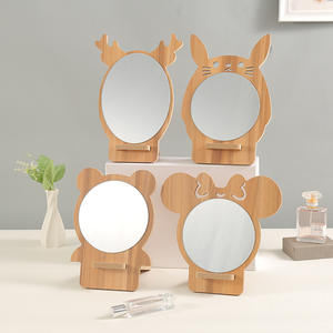 Espejo de madera de bambú para <span class=keywords><strong>maquillaje</strong></span>, espejo de tocador ecológico de alta calidad con diseño de dibujos animados, para uso doméstico, herramientas cosméticas de belleza - Product Image 2
