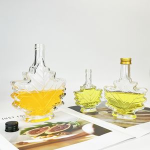 Noel düğün hediyesi 50ml 100ml 8oz akçaağaç şekli kristal cam likör şişesi vida ile Metal kapak saf şurup şarap viski için - Product Image 5