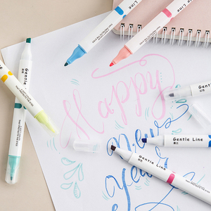 Lot de 12 stylos surligneurs <span class=keywords><strong>pastel</strong></span> à double tête colorés de forme ovale sans saignement, marqueurs de dessin, stylos fluorescents, fournitures scolaires - Product Image 5