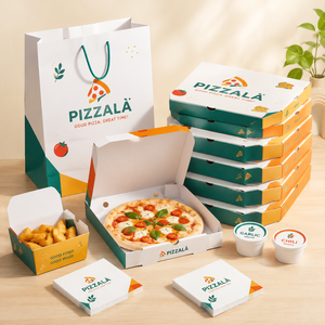 Nouvelle boîte à pizza personnalisée imprimée à 3 compartiments, <span class=keywords><strong>emballage</strong></span> en <span class=keywords><strong>carton</strong></span> de qualité <span class=keywords><strong>alimentaire</strong></span> pour mini-pizzas, boîte à emporter écologique - Product Image 3