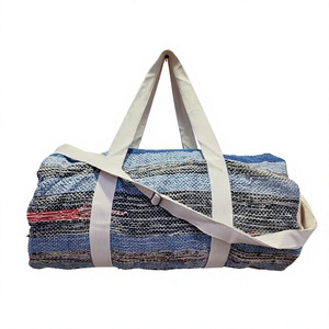 Handmade Textile <b>Weekender</b> Duffel <b>Bag</b> Multi Color Stripe Pattern Large Capacity Zipper Closure <b>Travel</b> Shoulder Strap <b>travel</b> <b>bag</b> - Product Image 2
