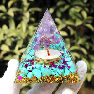 <b>Crystal</b> Epoxy Pyramid Amethyst <b>Tree</b> Turquoise Resin Decor Home Decoration - Product Image 3