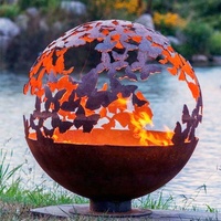 Décoration extérieure En Acier Corten Feu Sphère, Acier Rond Foyer bol à feu