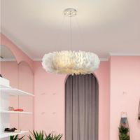 PM nordique luxe plume d'oie lustre décoration moderne circulaire LED suspension lampe salon salle à manger chambre ronde plafonnier