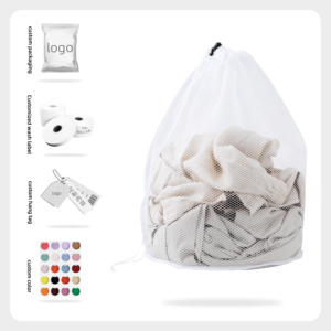 Custom Logo Portable Anti-Tangle Thickened Mesh Drawstring <b>Laundry</b> Bag with Custom Sizes (S/M/L/XL) - Product Image 1