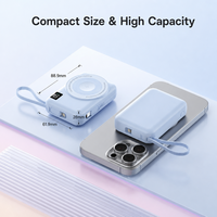 Batterie externe magnétique sans fil 10000mAh 15W à charge rapide avec câble intégré pour montre connectée et téléphone