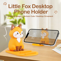 Soporte Creativo para Teléfono con Figura de Zorro Kawaii, Soporte Celular Decorativo para Escritorio, Mini Soporte Flexible para Teléfono con Diseño de Animal de Dibujos Animados