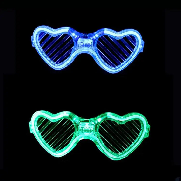 Promoción creativa Led intermitente en forma de corazón gafas de plástico juguetes iluminados fiesta Rave concierto boda suministros gafas brillantes