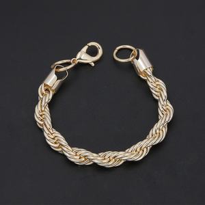 JXX Venta al por mayor Collar de cadena trenzada de acero inoxidable chapado en oro de 14K, 2mm-10mm, con engaste de garra clásico, estilo cuerda, Hip Hop, para hombre - Product Image 5